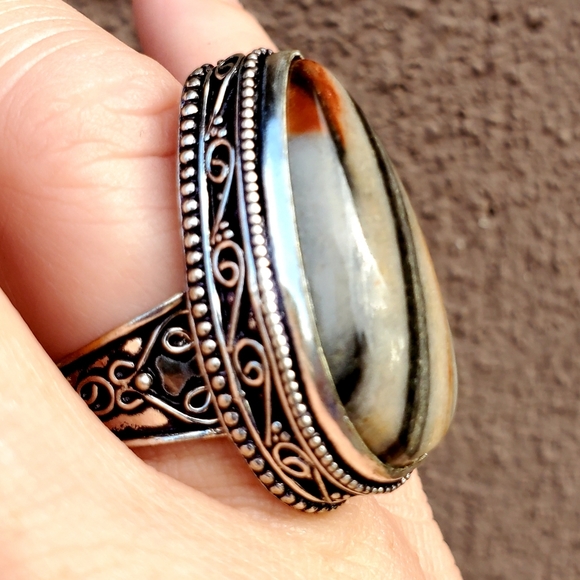 New Amazing Picasso Jasper 925 Silver Ring. - Picture 13 of 14